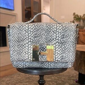 India Hicks Black and White Shoulder Bag with Chain Strap